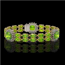 18.93 ctw Peridot & Diamond Bracelet 14K Yellow Gold