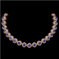 82.17 ctw Sapphire & Diamond Victorian Necklace 14K Rose Gold