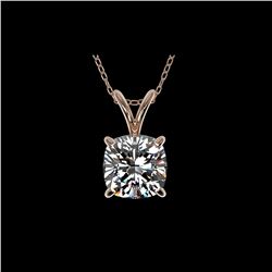 1 ctw Certified VS/SI Quality Cushion Cut Diamond Necklace 10K Rose Gold
