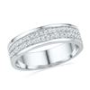 Image 1 : 10kt White Gold Round Diamond 2-row Band Ring 1/5 Cttw
