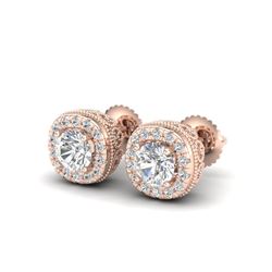 1.69 ctw VS/SI Diamond Solitaire Art Deco Stud Earrings 18K Rose Gold