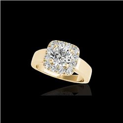 1.55 ctw Certified Diamond Solitaire Halo Ring 10K Yellow Gold
