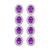 Image 1 : 12.36 ctw Amethyst & Diamond Micro Pave Halo Earrings 10K White Gold