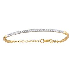 10kt Yellow Gold Round Diamond Promise Bangle Bracelet 1/2 Cttw