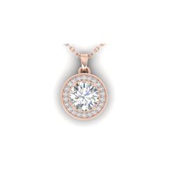 0.96 ctw Certified VS/SI Diamond Art Deco Micro Necklace 18K Rose Gold