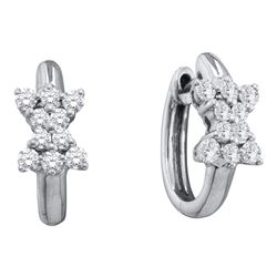 14kt White Gold Round Diamond Cluster Huggie Earrings 1/2 Cttw