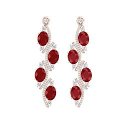 16.12 ctw Designer Ruby & VS Diamond Earrings 18K Rose Gold