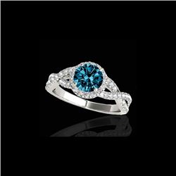 1.54 ctw SI Certified Fancy Blue Diamond Halo Ring 10K White Gold