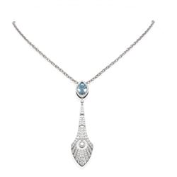 4.17 ctw Aquamarine & Diamond Necklace 18K White Gold