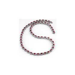 27.10 ctw Ruby & Diamond Necklace 18K White Gold