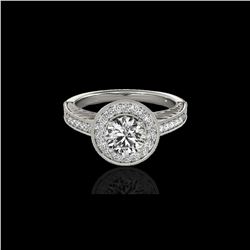 1.5 ctw Certified Diamond Solitaire Halo Ring 10K White Gold