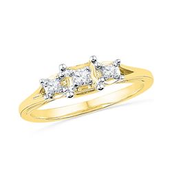 10kt Yellow Gold Round Diamond 3-stone Bridal Wedding Engagement Ring 1/10 Cttw
