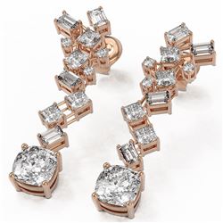 4 ctw Cushion Cut Diamond Designer Earrings 18K Rose Gold