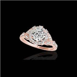 1.5 ctw Certified Diamond Solitaire Halo Ring 10K Rose Gold