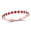 Image 1 : 10kt Rose Gold Round Ruby Square Dot Stackable Band Ring 1/5 Cttw