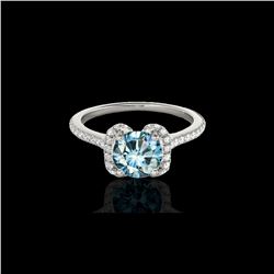 1.33 ctw SI Certified Fancy Blue Diamond Halo Ring 10K White Gold