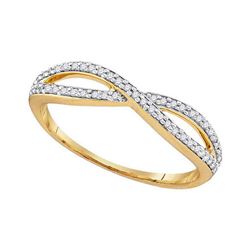 10kt Yellow Gold Round Diamond Crossover Band Ring 1/6 Cttw