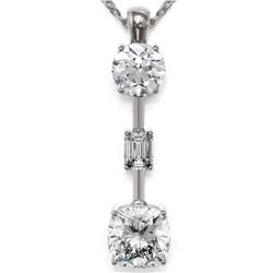 2.5 ctw Cushion Cut Diamond Designer Necklace 18K White Gold