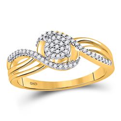 10kt Yellow Gold Round Diamond Circle Cluster Strand Ring 1/6 Cttw
