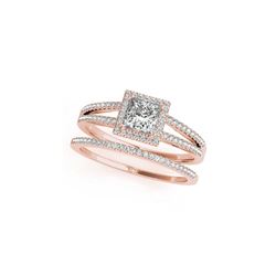 1.26 ctw Certified VS/SI Princess Diamond 2pc Set Ring Halo 14K Rose Gold