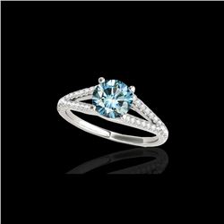 1.75 ctw SI Certified Fancy Blue Diamond Solitaire Ring 10K White Gold
