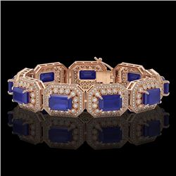 61.92 ctw Sapphire & Diamond Victorian Bracelet 14K Rose Gold