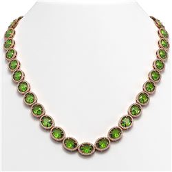 64.84 ctw Peridot & Diamond Micro Pave Halo Necklace 10K Rose Gold