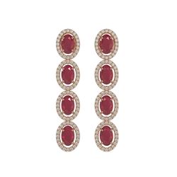 6.47 ctw Ruby & Diamond Micro Pave Halo Earrings 10K Rose Gold