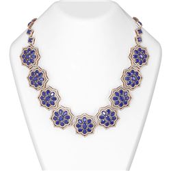 81.71 ctw Sapphire & Diamond Necklace 18K Rose Gold