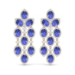 20.53 ctw Tanzanite & VS Diamond Earrings 18K Yellow Gold