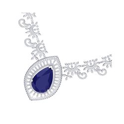 65.75 ctw Sapphire & VS Diamond Necklace 18K White Gold