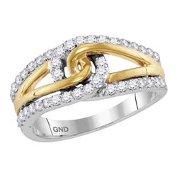 10kt Two-tone White Gold Round Diamond Lasso Loop Knot Band Ring 1/2 Cttw