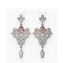 10.1 ctw Morganite & Diamond Earrings 18K White Gold
