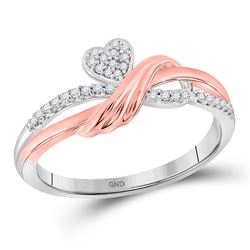 10kt Two-tone Gold Round Diamond Heart Ring 1/10 Cttw