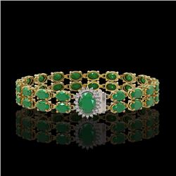 19.57 ctw Emerald & Diamond Bracelet 14K Yellow Gold