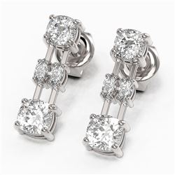 3 ctw Cushion and Marquise Cut Diamond Earrings 18K White Gold