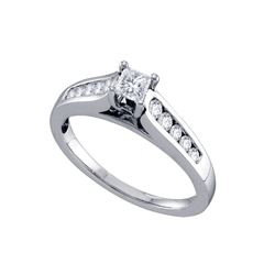 14k White Gold Princess Diamond Solitaire Bridal Wedding Engagement Ring 1/2 Cttw