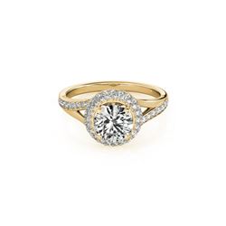 1.35 ctw Certified VS/SI Diamond Halo Ring 18K Yellow Gold