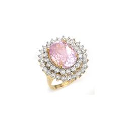 12.08 ctw Kunzite & Diamond Ring 14K Yellow Gold