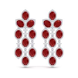 26.15 ctw Designer Ruby & VS Diamond Earrings 18K White Gold