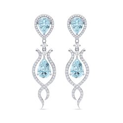 16.57 ctw Sky Topaz & VS Diamond Earrings 18K White Gold