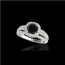 2.25 ctw Certified VS Black Diamond Solitaire Halo Ring 10K White Gold
