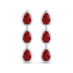 27.06 ctw Designer Ruby & VS Diamond Earrings 18K White Gold