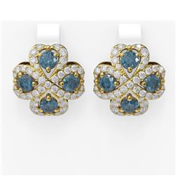 8.25 ctw Intense Blue Diamond Earrings 18K Yellow Gold