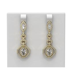3.82 ctw Marquise Diamond Earrings 18K Yellow Gold