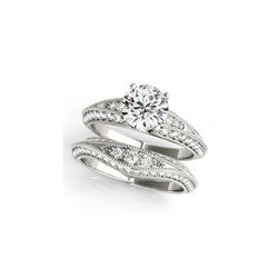 1.76 ctw Certified VS/SI Diamond 2pc Wedding Set Antique 14K White Gold