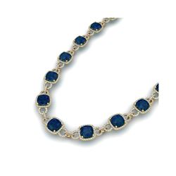 56 ctw Sapphire & VS/SI Diamond Necklace 14K Yellow Gold