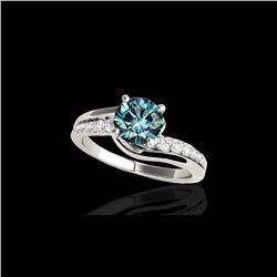 1.31 ctw SI Certified Fancy Blue Diamond Bypass Ring 10K White Gold