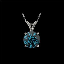 1.50 ctw Certified Intense Blue Diamond Necklace 10K White Gold