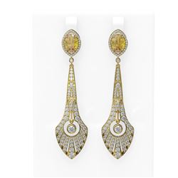 8.55 ctw Canary Citrine & Diamond Earrings 18K Yellow Gold